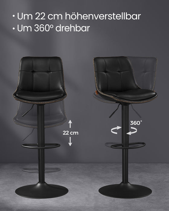 NEU | VASAGLE | Barhocker 2er Set mit Rückenlehne tintenschwarz