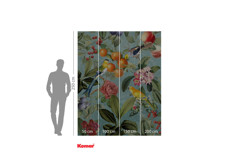 Digitaldruck Vlies Fototapete | Birds and Berries | 200 x 250 cm