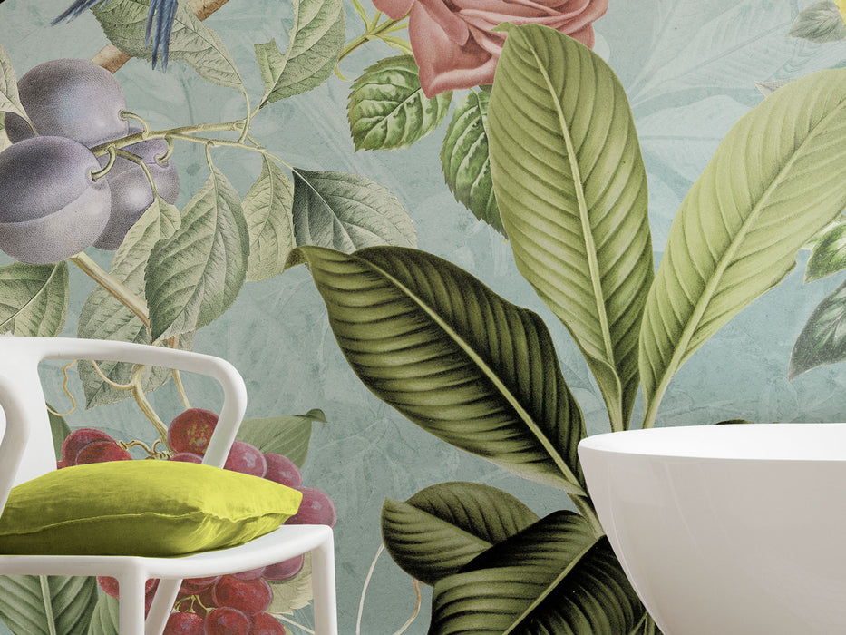 Digitaldruck Vlies Fototapete | Birds and Berries | 200 x 250 cm