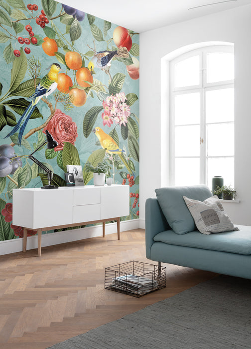 Digitaldruck Vlies Fototapete | Birds and Berries | 200 x 250 cm