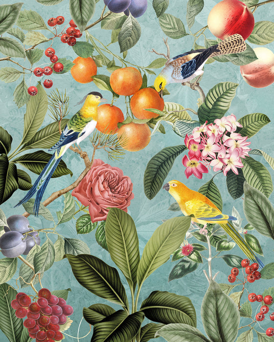 Digitaldruck Vlies Fototapete | Birds and Berries | 200 x 250 cm