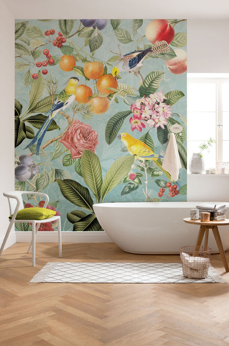 Digitaldruck Vlies Fototapete | Birds and Berries | 200 x 250 cm