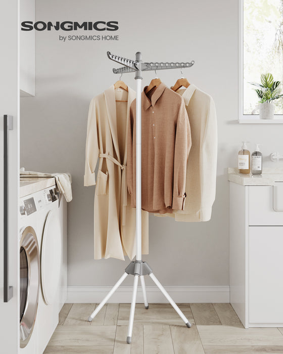 SONGMICS | Wäscheständer mit 3 drehbaren Armen und 4 Beinen grau-weiß
