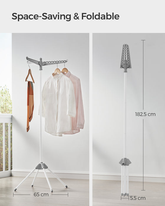 SONGMICS | Wäscheständer mit 3 drehbaren Armen und 4 Beinen grau-weiß