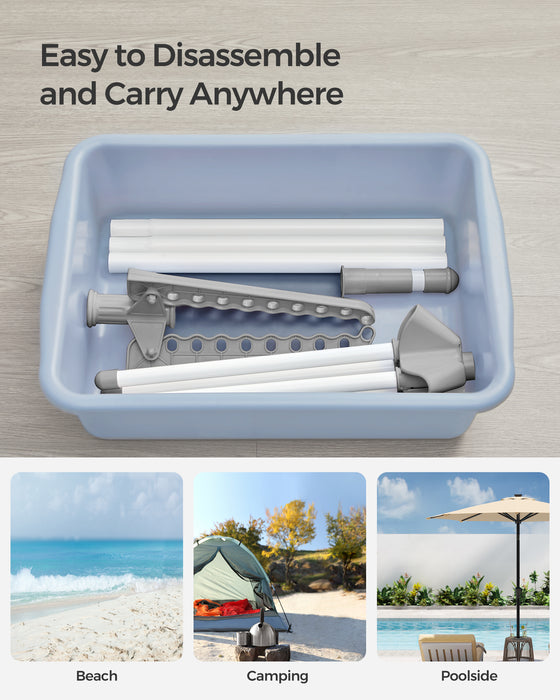 SONGMICS | Wäscheständer mit 3 drehbaren Armen und 4 Beinen grau-weiß