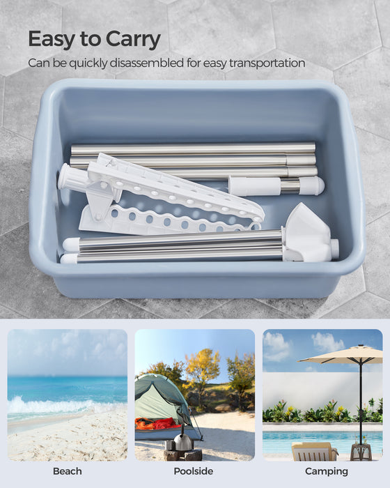 AUSLAUF SONGMICS | Clothes Airer, Clothes Drying Rack with 3 Rotatable Arms for Hangers, 4-Leg Indoor Folding Laundry Rack, Stainless Steel, for 27 Pieces of Clothes, 151.5 cm High, weiß und Silver LLR510W01