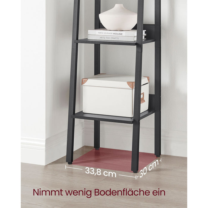 AUSLAUF VASAGLE | Ladder Shelf, 5-Tier Narrow Shelf, Bookshelf for Home Office, Living Room, Bedroom, Kitchen, Industrial, rustikal braun und Black LLS109B01