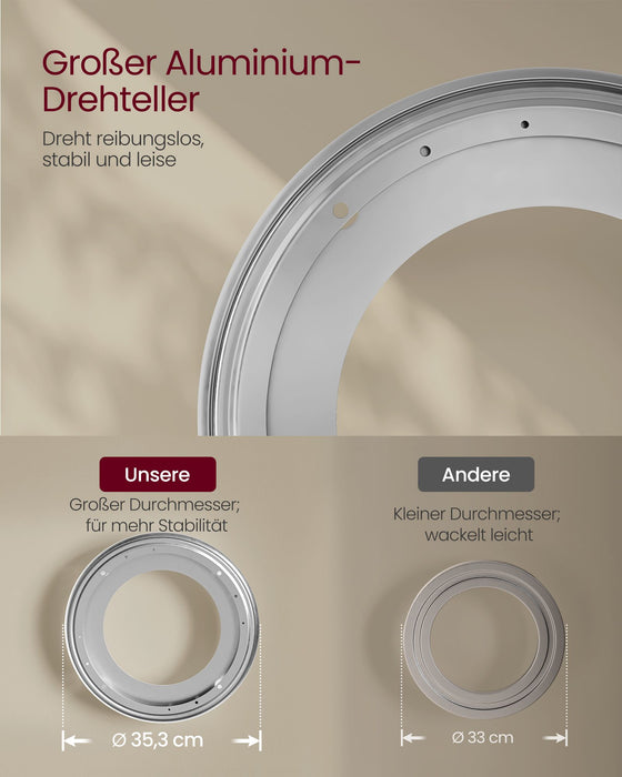 AUSLAUF VASAGLE | 4-Tier Bookshelf, Rotating Bookcase with Bookends for Small Spaces, Corner Shelf, Steel Frame, Natural Beige und Cloud weiß LLS127W67