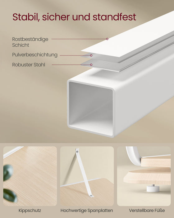 AUSLAUF VASAGLE | 4-Tier Bookshelf, Rotating Bookcase with Bookends for Small Spaces, Corner Shelf, Steel Frame, Natural Beige und Cloud weiß LLS127W67