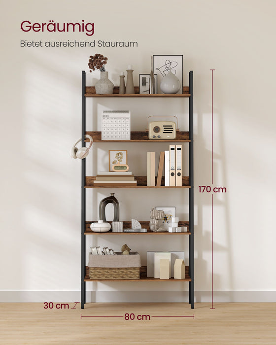 VASAGLE | Bücherregal 5 Ebenen Industrie-Design vintagebraun-tintenschwarz
