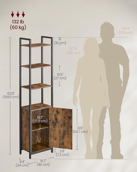 VASAGLE | Bücherregal 24 x 40 x 159,5 cm vintagebraun-tintenschwarz