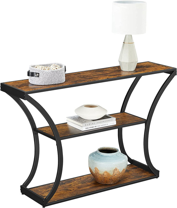 AUSLAUF VASAGLE | Console Table, Hallway Table, Curved Legs, Extended Table Top, for Living Room, Hallway, Bedroom, Vintage Brown/Black LNT089B01