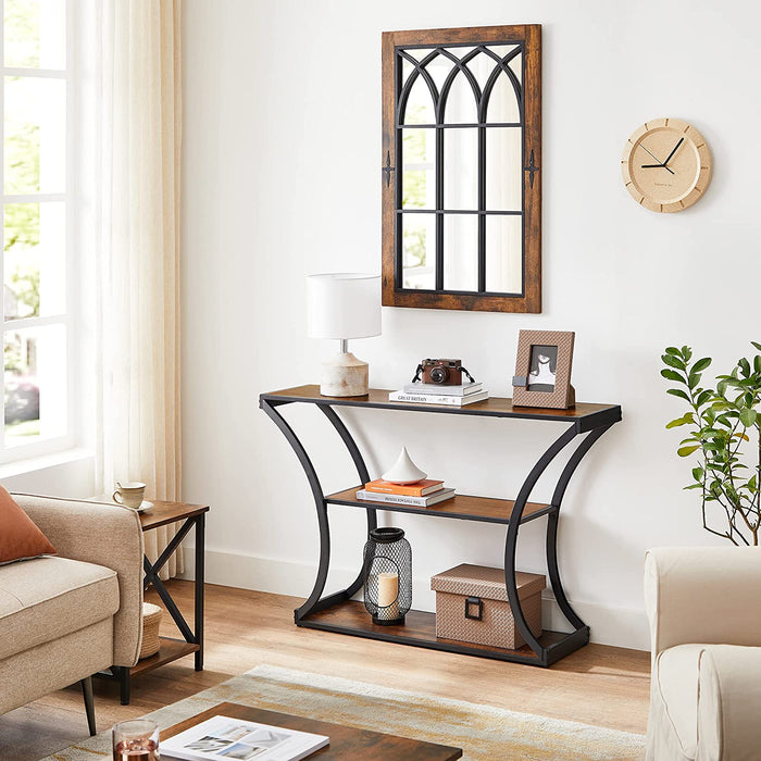 AUSLAUF VASAGLE | Console Table, Hallway Table, Curved Legs, Extended Table Top, for Living Room, Hallway, Bedroom, Vintage Brown/Black LNT089B01