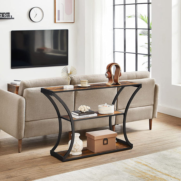 AUSLAUF VASAGLE | Console Table, Hallway Table, Curved Legs, Extended Table Top, for Living Room, Hallway, Bedroom, Vintage Brown/Black LNT089B01