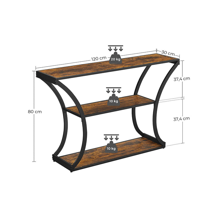 AUSLAUF VASAGLE | Console Table, Hallway Table, Curved Legs, Extended Table Top, for Living Room, Hallway, Bedroom, Vintage Brown/Black LNT089B01