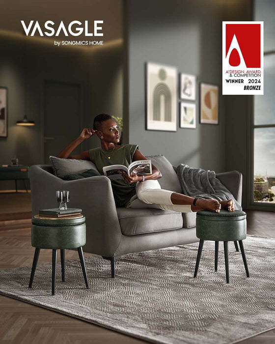 NEU | VASAGLE | EKHO Kollektion - Runder Sitzhocker Schminktisch Hocker Ottoman