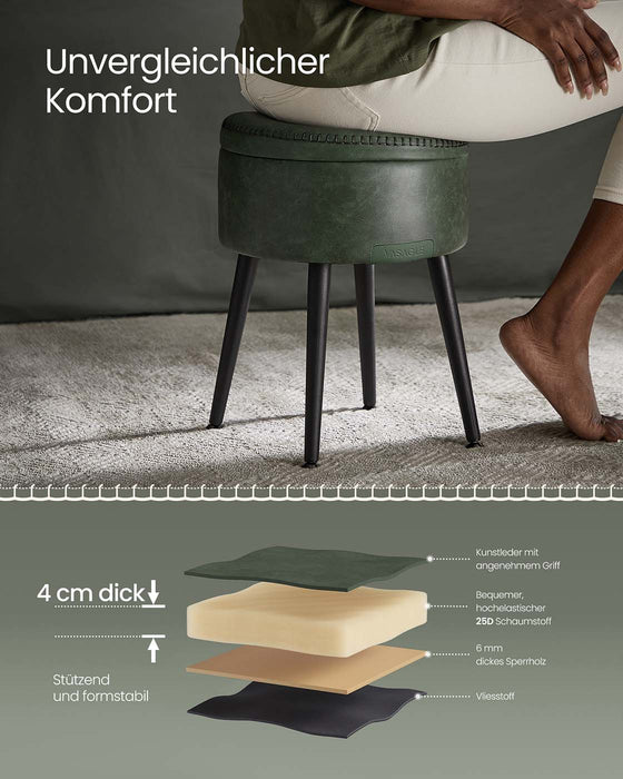 NEU | VASAGLE | EKHO Kollektion - Runder Sitzhocker Schminktisch Hocker Ottoman