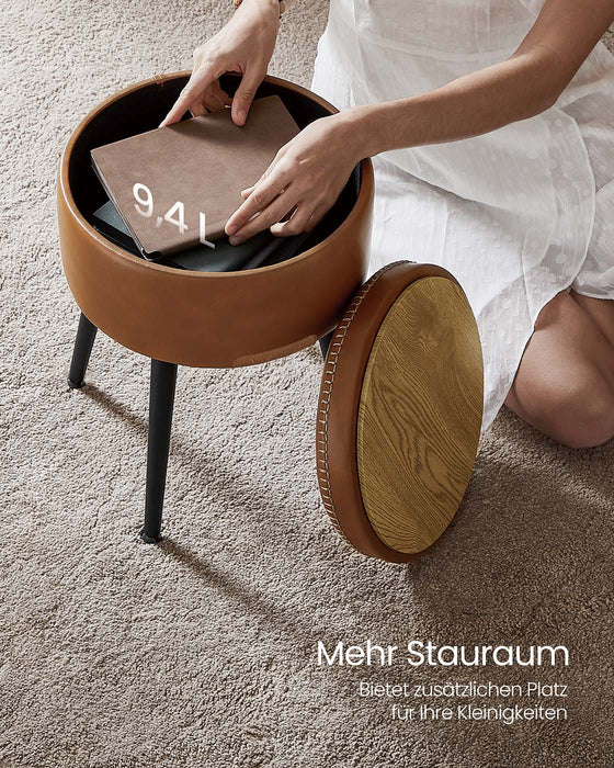 NEU | VASAGLE | EKHO Kollektion - Sitzbank mit Stauraum Mid-Century-Stil rund karamellbraun
