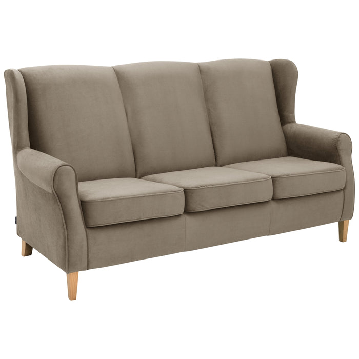 NEU Max Winzer | Lorris | Sofa 3-Sitzer | Hellbraun | Flachgewebe | Buche Eichefarbig Lackiert (Trapez)