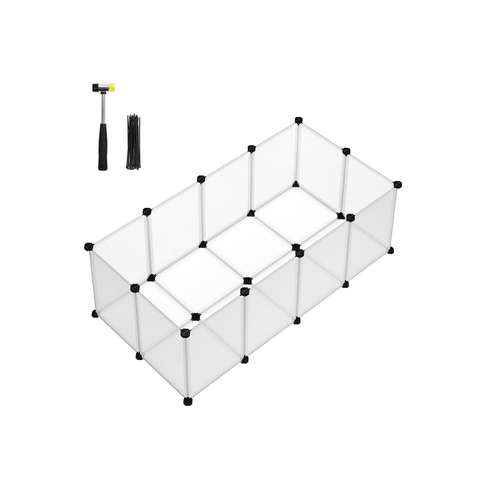 SONGMICS | Freigehege mit Bodenplatten aus Kunststoff weiß