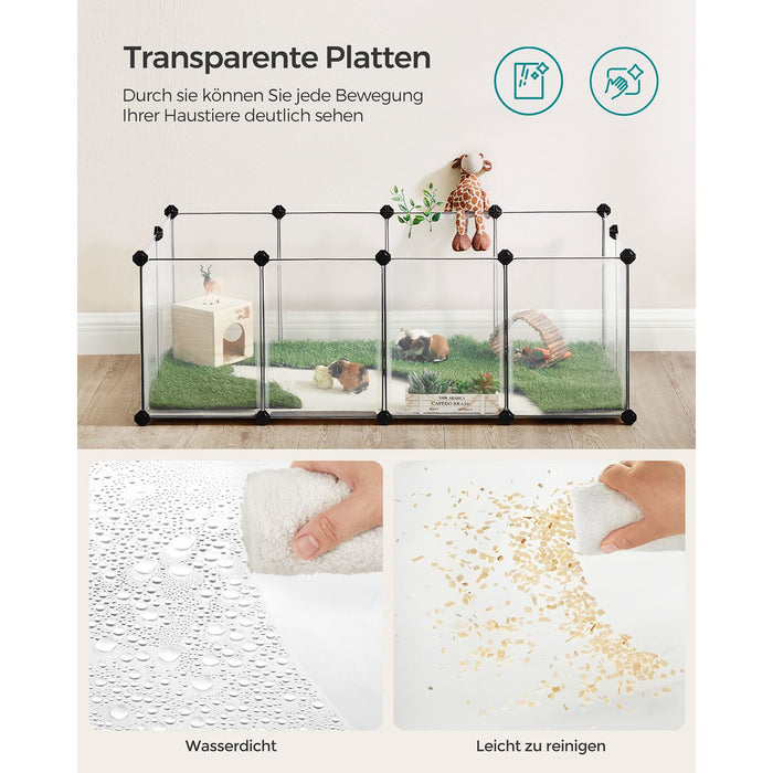 SONGMICS | Freigehege mit Bodenplatten aus Kunststoff weiß