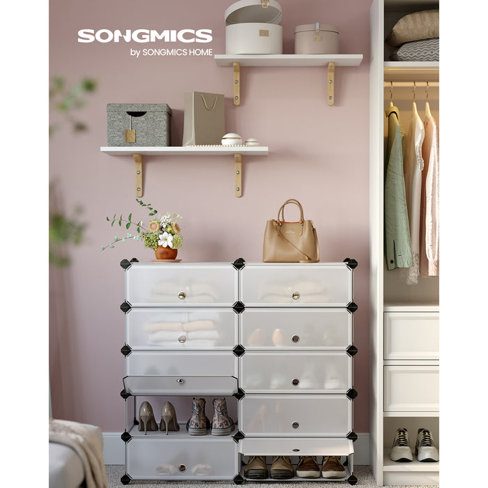 NEU | SONGMICS | Steckregal mit Türen 10 Fächer Weiß