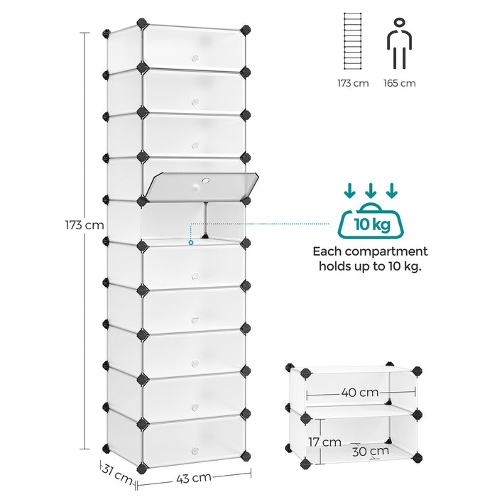 NEU | SONGMICS | Steckregal mit Türen 10 Fächer Weiß