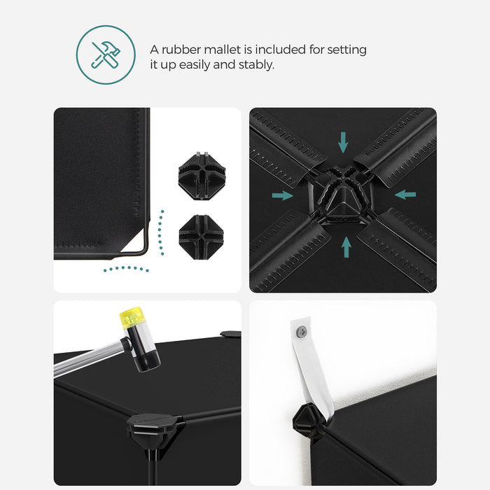 AUSLAUF SONGMICS | 15-Cube Storage Unit, Shoe Rack, DIY Shelving System, Stackable Cubes, PP Plastic Shelf, Wardrobe, Closet Divider, for Bedroom, Office, Black LPC44BK