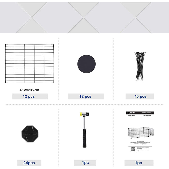 SONGMICS | Gittergehege für Kleintiere 12 Gitter