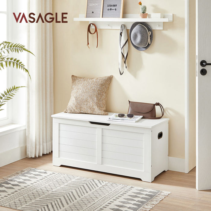 AUSLAUF VASAGLE | Storage Chest, Storage Bench, Blanket Box with 2 Safety Hinges, Shoe Storage Bench, Modern Style, 40 x 100 x 46 cm, for Hallway, Bedroom, Living Room, Matte weiß LSB061T10