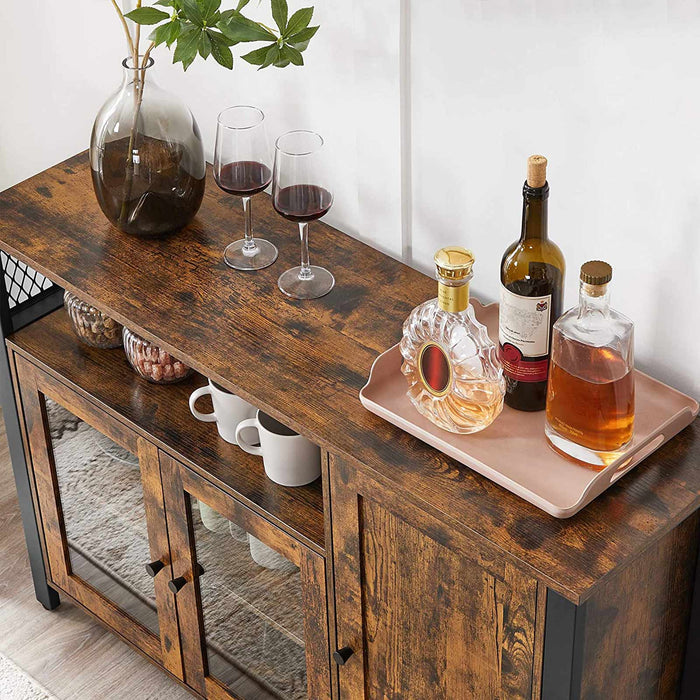 AUSLAUF VASAGLE | Buffet Cabinet, Sideboard, Floor Storage Cabinet with Transparent Doors, Rustic ULSC096B01