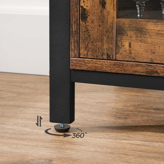 AUSLAUF VASAGLE | Buffet Cabinet, Sideboard, Floor Storage Cabinet with Transparent Doors, Rustic ULSC096B01