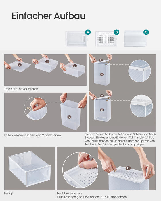 NEU | SONGMICS | Faltbare Schuhboxen 8er Set
