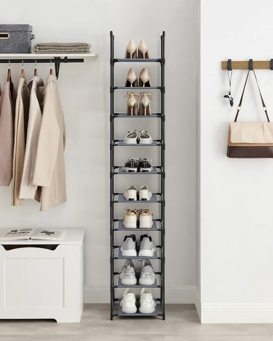 SONGMICS | Schuhregal 10 Ebenen 33 x 33 x 173 cm mit Ablagen aus Vliesstoff