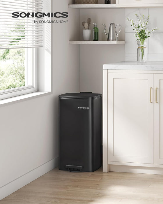 SONGMICS | Mülleimer 30 Liter aus Stahl tintenschwarz