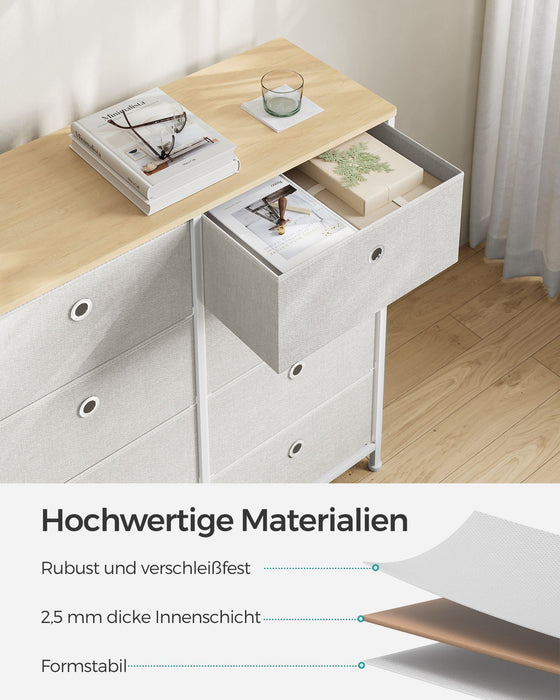 SONGMICS | Aufbewahrungsschrank mit Metallgestell für Wohnzimmer cremeweiß-eichenfarben