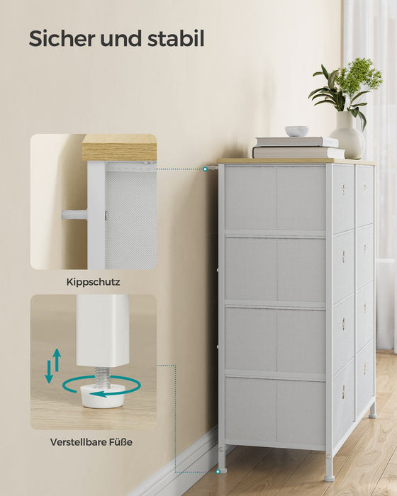 SONGMICS | Aufbewahrungsschrank mit Metallgestell für Wohnzimmer cremeweiß-eichenfarben