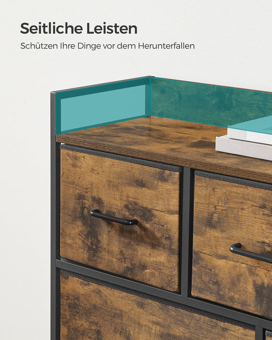 AUSLAUF SONGMICS | Fabric Chest of Drawers, Bedroom Storage Unit, Cabinet Dresser with 7 Drawers, with Metal Frame und Handles, Industrial, rustikal braun und Black LTS137B01