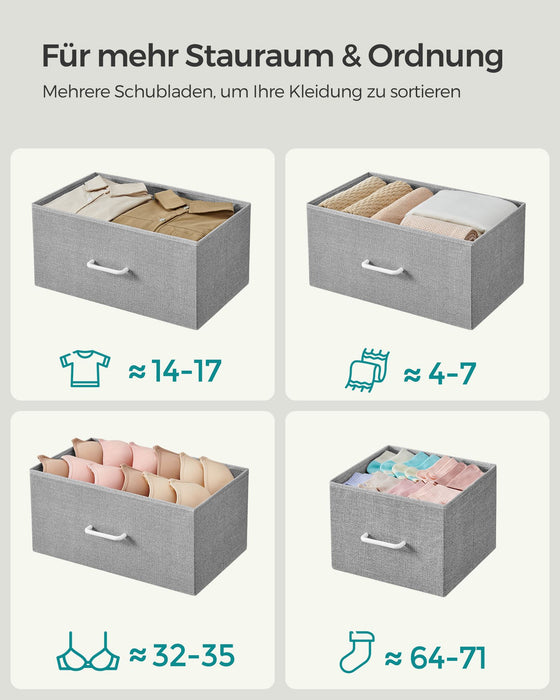 SONGMICS | Kommode 7 Stoffschubladen mit Griffen taubengrau-wolkenweiß