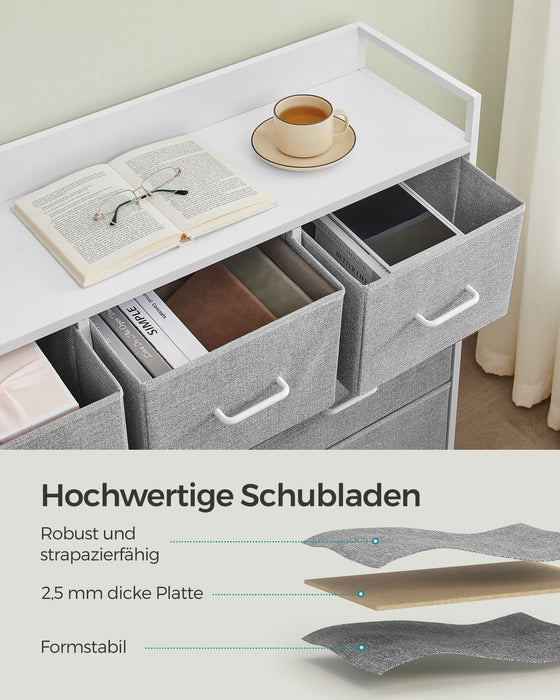SONGMICS | Kommode 7 Stoffschubladen mit Griffen taubengrau-wolkenweiß
