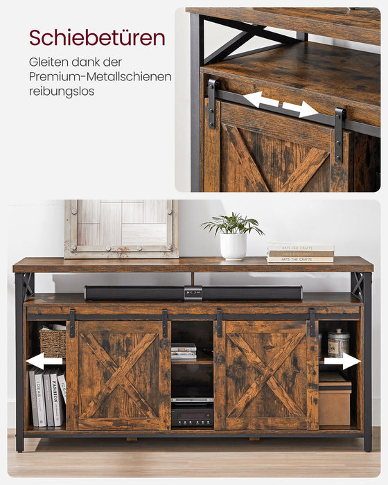 VASAGLE | TV-Schrank Landhausstil vintagebraun-schwarz