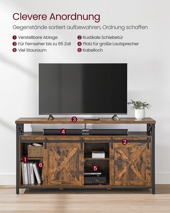 VASAGLE | TV-Schrank Landhausstil vintagebraun-schwarz