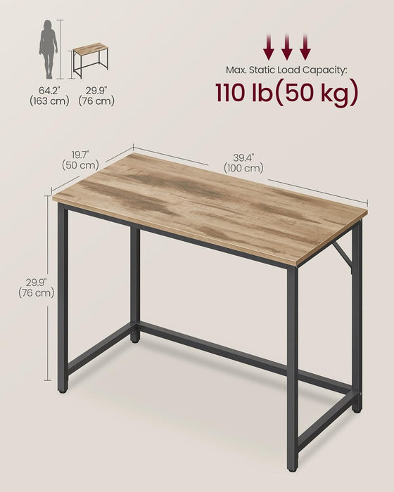 VASAGLE | Bürotisch 100 x 50 x 76 cm kamelbraun-tintenschwarz