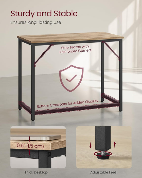 VASAGLE | Bürotisch 100 x 50 x 76 cm kamelbraun-tintenschwarz