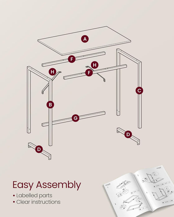 VASAGLE | Bürotisch 100 x 50 x 76 cm kamelbraun-tintenschwarz