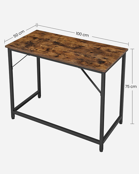 AUSLAUF VASAGLE | Computer Desk, Writing Desk, Small Office Table, 50 x 100 x 75 cm, Study, Home Office, Simple Assembly, Steel, Industrial Design, rustikal braun und Black LWD41XV1