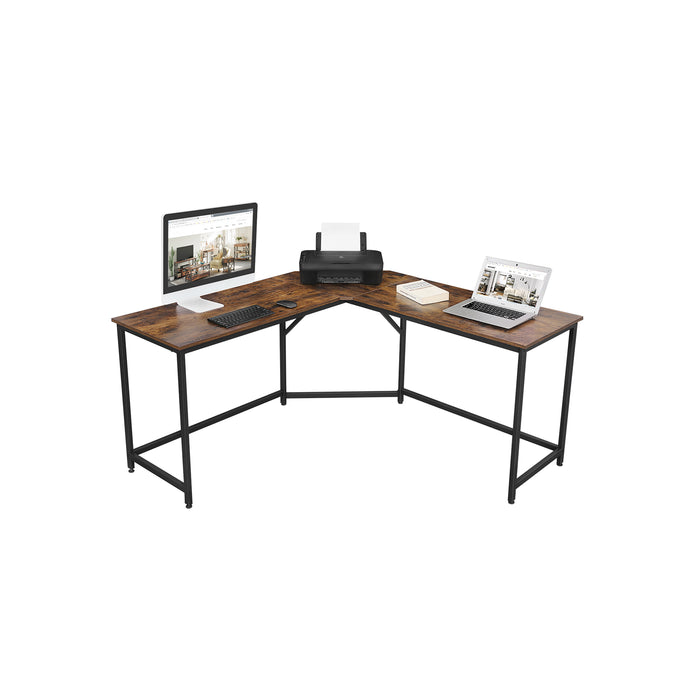AUSLAUF VASAGLE | L-Shaped Computer Desk, Corner Desk for Study, Home Office, Gaming, Space-Saving, Easy Assembly, Industrial Design, rustikal braun und Black LWD73X