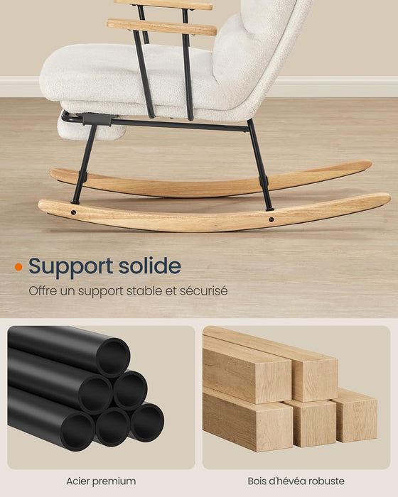 SONGMICS HOME | Verstellbarer Schaukelstuhl mit Füßen aus Kautschukholz