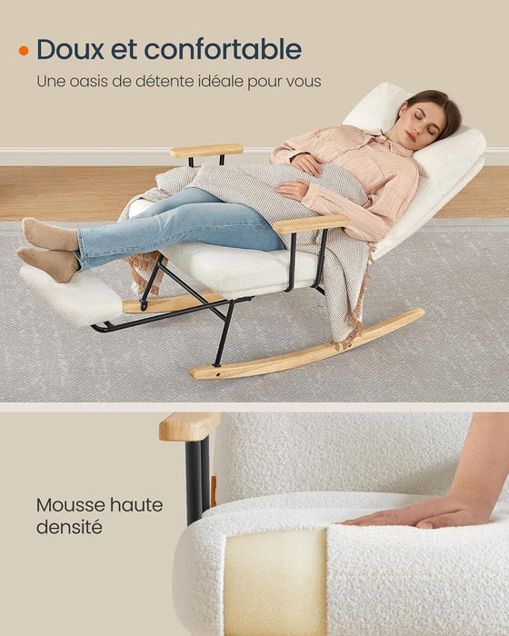 SONGMICS HOME | Verstellbarer Schaukelstuhl mit Füßen aus Kautschukholz