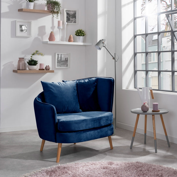 Miranda | Sessel | Samtvelours | Dunkelblau